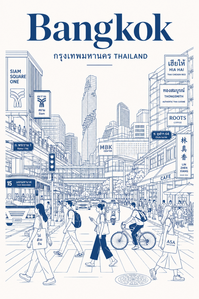 line-art travel poster